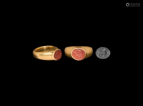 Roman Ram Intaglio in Gold Ring