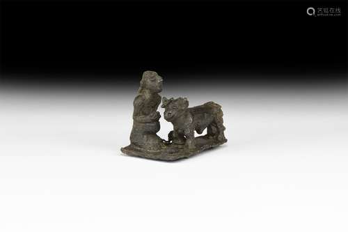 Western Asiatic Kneeling Priest with Sacred Bull Statuette