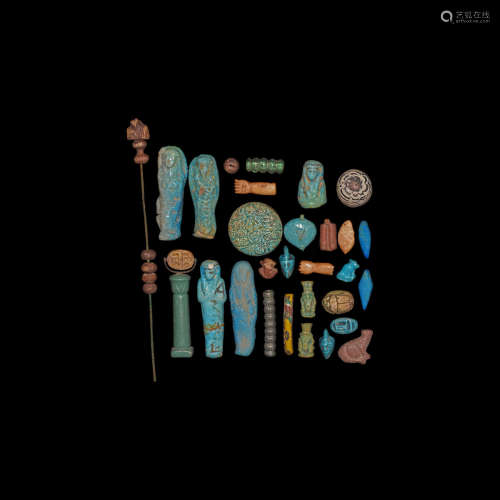 Egyptian Glazed Amulet and Glass Collection