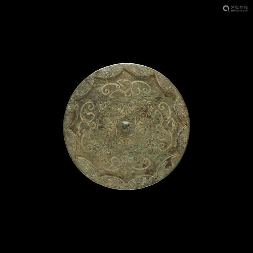 Chinese Han Disc Mirror with Tendrils