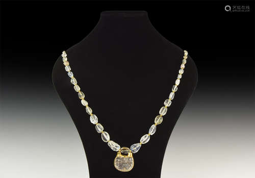 Islamic Bead Necklace with Crystal Pendant