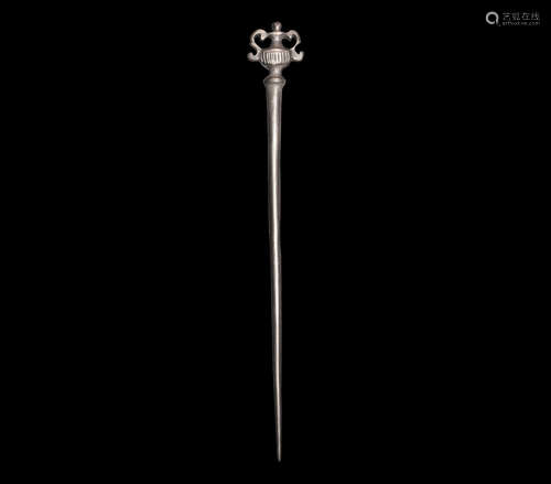 Roman Silver Urn-Headed Dress Pin