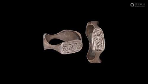 Medieval Silver Ring with Saints