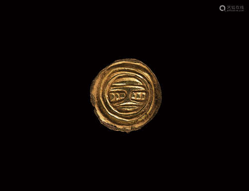 Anglo-Saxon Gilt Button Brooch with Face