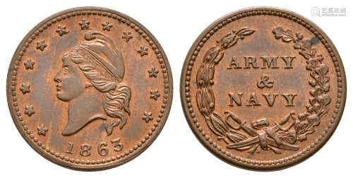 USA - Army & Navy - 1863 - Civil War Token Cent