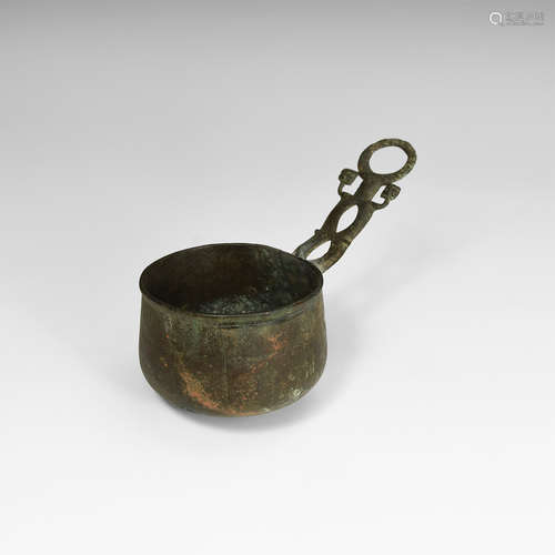 African Akan Ladle with Swastika-Handed Figure