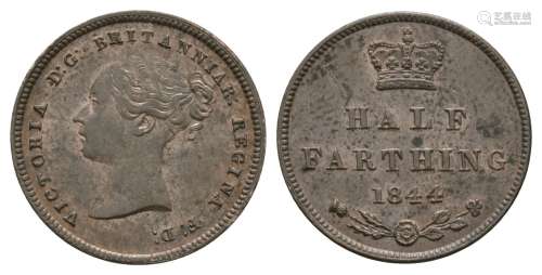 Victoria - 1844 - 'T over T' Half Farthing