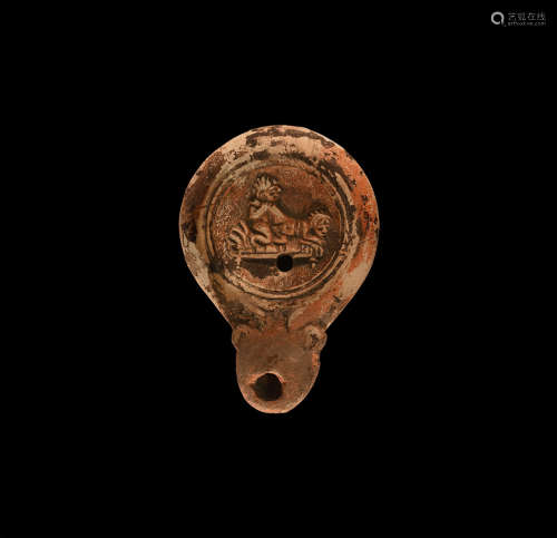 Roman Oil Lamp with Erotic Scene