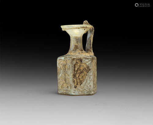 Byzantine Glass Handled Flask