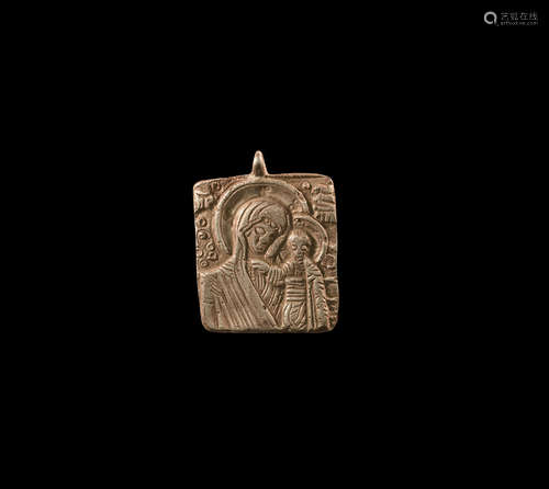 Post Medieval Silver Pendant with Mary and Jesus