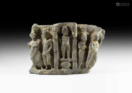 Gandharan Figural Frieze Section with Nude Female