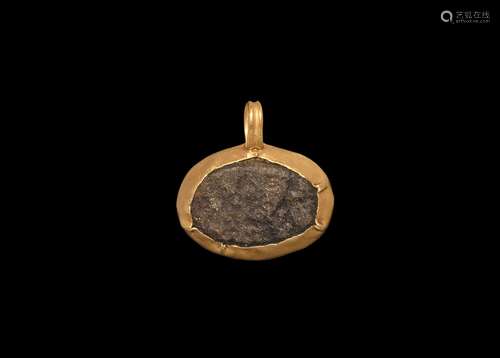 Roman Gold Amuletic Pendant with Pyrite