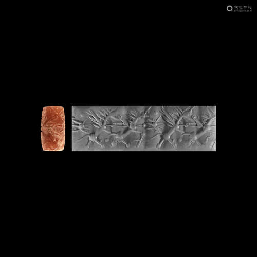 Western Asiatic Neo-Assyrian Cylinder Seal with Winged Horses