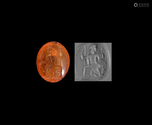 Roman Intaglio Gemstone with Seated Figure