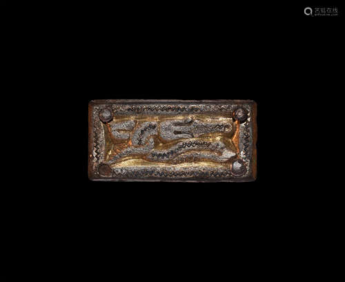 Pre-Viking Gilt Silver Dragon Mount