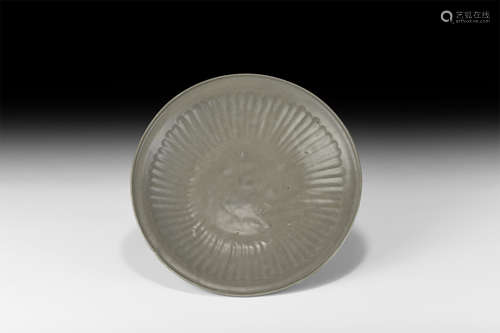 Chinese Longquan Celadon Glazed Shallow Dish