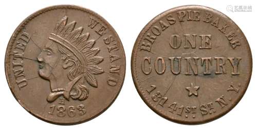 USA - Civil War - New York - Broas Pie Maker Token