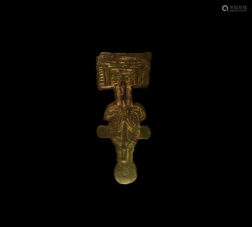 Anglo-Saxon Chip Carved Square-Headed Brooch