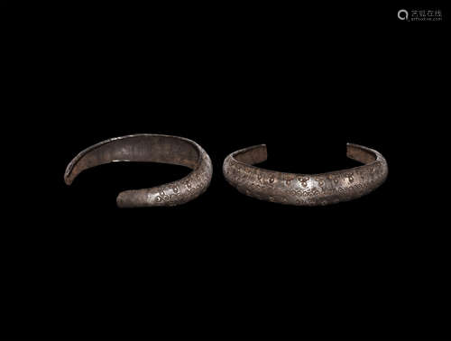 Viking Silver Bracelet with Stamped Design