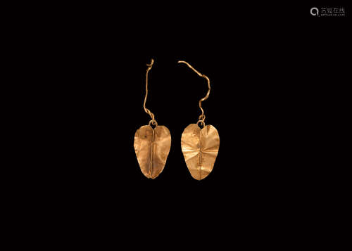 Greek Gold Leaf Earring Pair