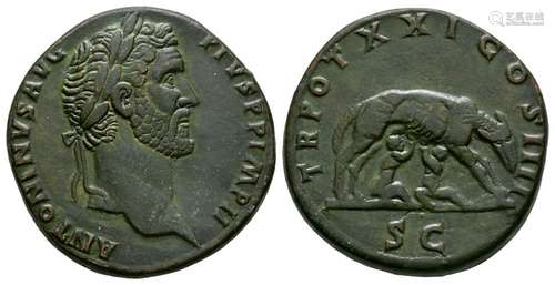 Antoninus Pius - Wolf and Twins Sestertius