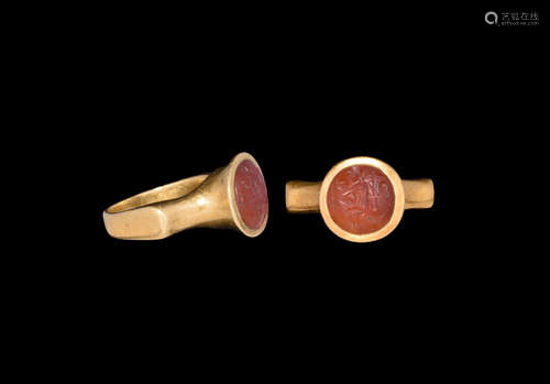 Roman Gold Ring with Fortuna Gemstone