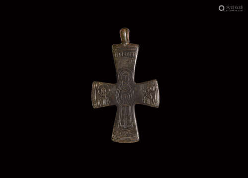 Byzantine Cross Pendant with Saints