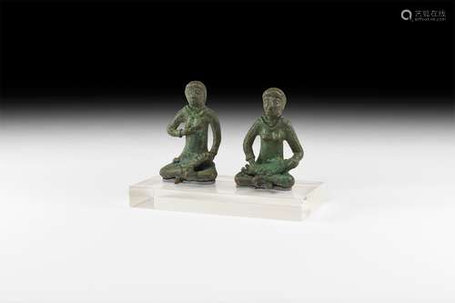 Western Asiatic Elamite Mother and Child Statuette Pair