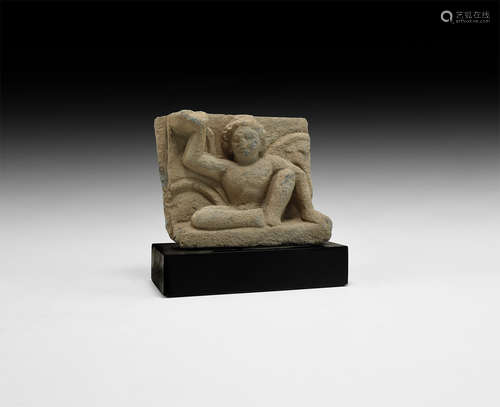 Gandharan Figural Frieze Section with Crouching Atlas