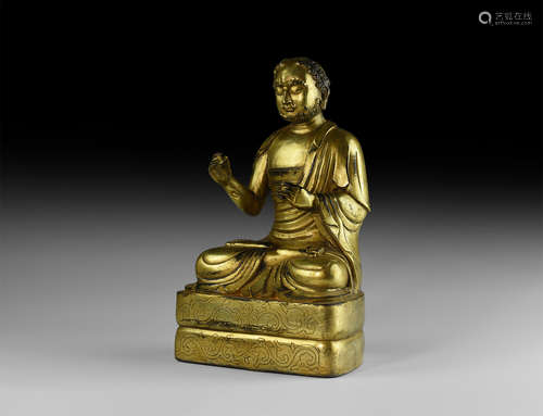 Tibetan Gilt Sitting Buddha Statuette