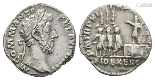 Commodus - Emperor and Troops Denarius