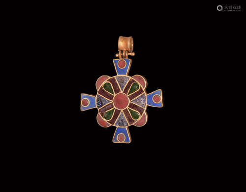 Post Medieval Gold and Enamel Cross Pendant