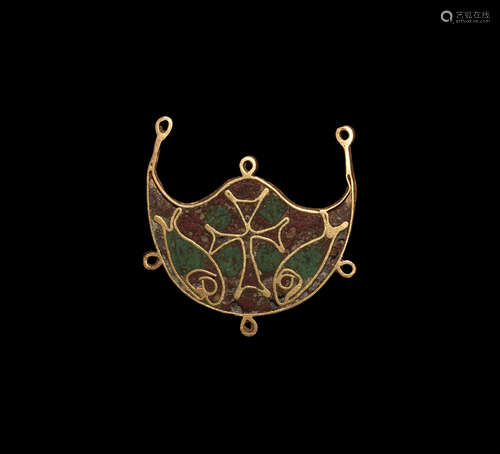 Post Medieval Gold Pendant with Ancient Inlays