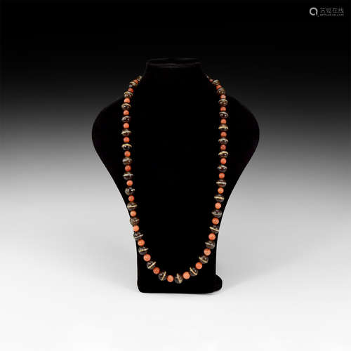 Tibetan Polished Agate and Carnelian Prayer Necklace