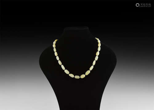 Chinese Milky Jade Bead Necklace