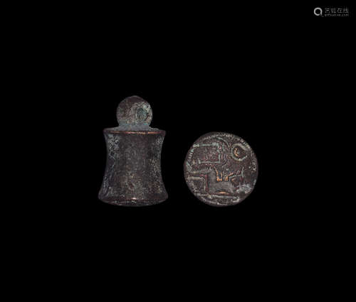 Western Asiatic Stamp Seal with Flaming Altar