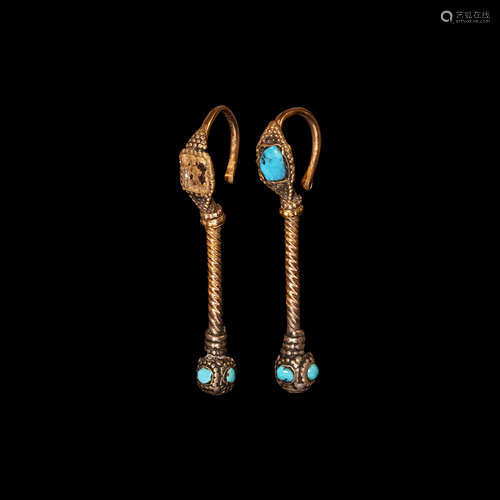 Islamic Ottoman Gold Earring Pair