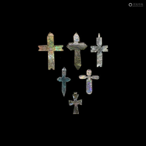 Byzantine Glass Cross Pendant Group