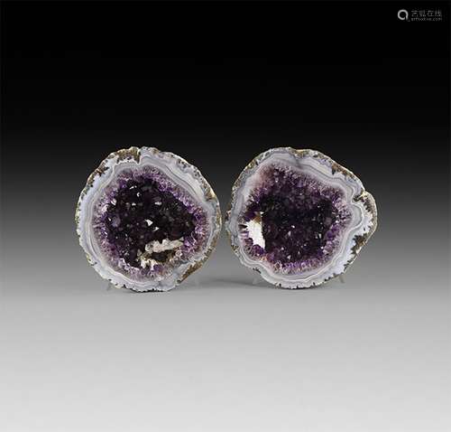 Natural History - Polished Amethyst Geode Pair