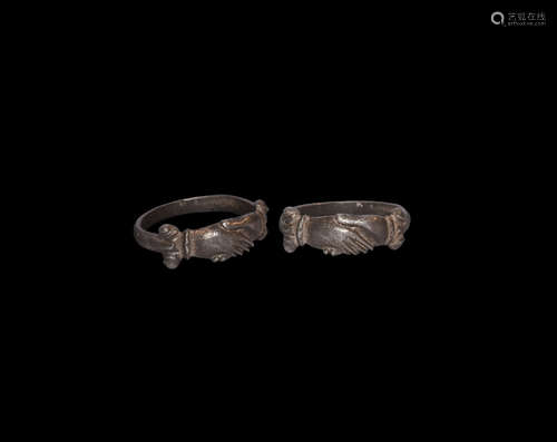 Post Medieval Silver Fede Ring with Clasped Hands