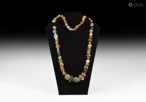 Saxon Glass and Amber Bead Necklace