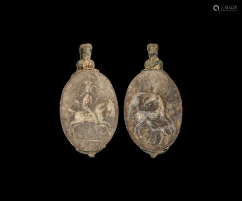 Parthian Pendant with Animals and Horse Rider