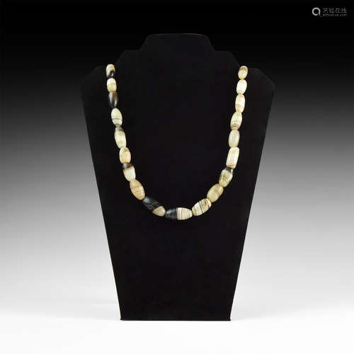 Western Asiatic Banded Agate Bead Necklace