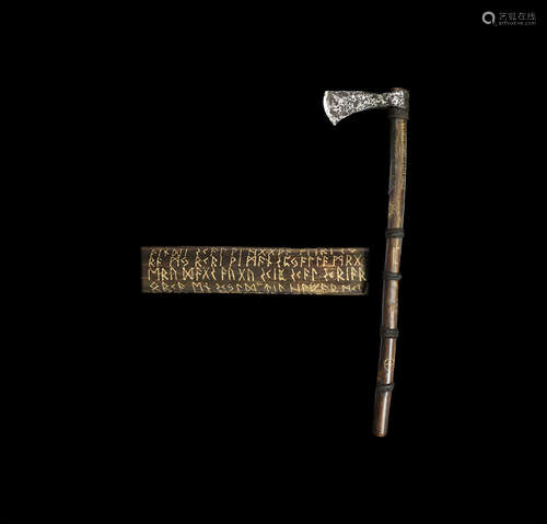 Viking Battle Axe with Decorated Shaft