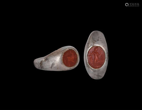 Roman Silver Ring with Pan Gemstone