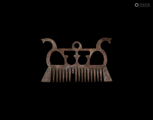 Viking Comb with Stylised Horse Heads