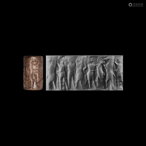 Western Asiatic Early Dynastic III Cylinder Seal with Contest Scenes