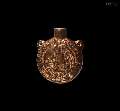 Byzantine Glass Pilgrim's Flask with Saints