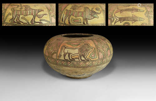 Very Large Indus Valley Mehrgarh Polychrome Bowl with Animals