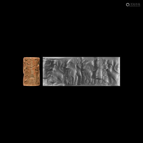 Western Asiatic Syro-Cappadocian Cylinder Seal with Contest Scenes